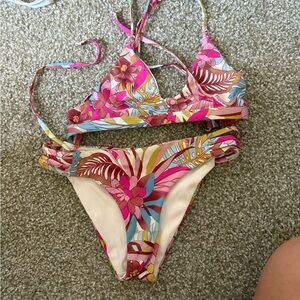 Hurley Pink and Cream Floral Bikini